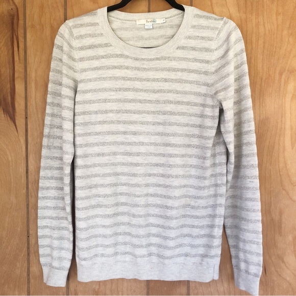 Boden Sweaters - Boden Silver Gray Stripe Sweater Glitter